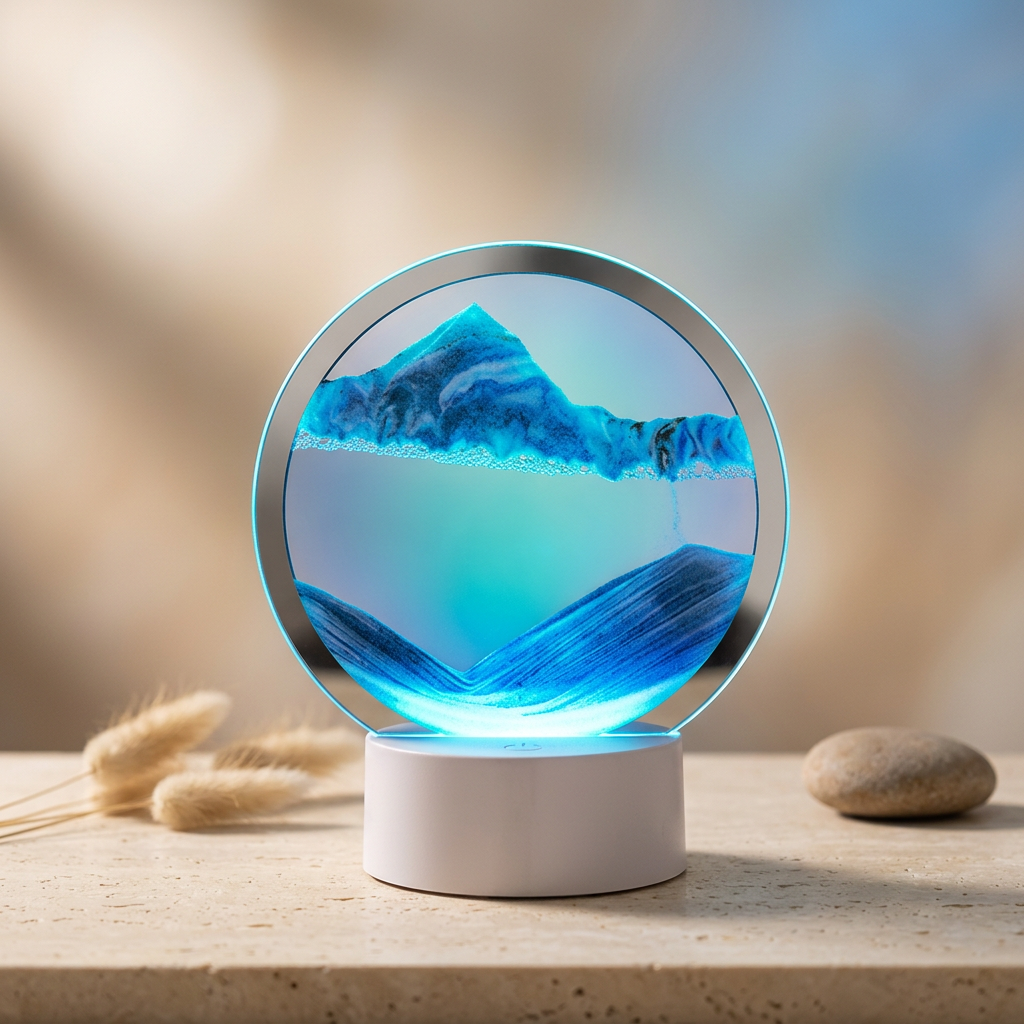 Lámpara de arena 3D Duna con luz LED azul, ambiente spa premium y relajante