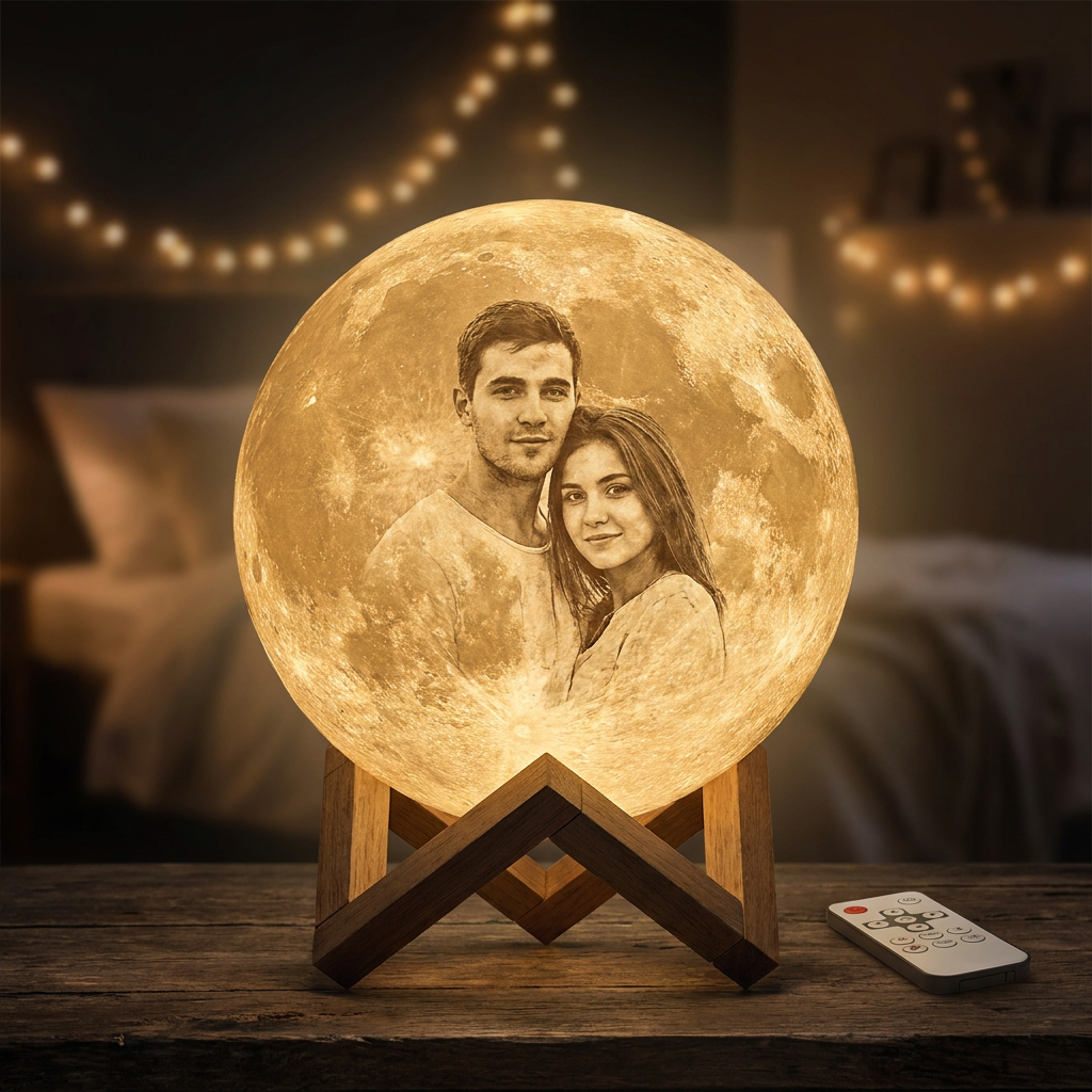 Lámpara luna personalizada, ambiente nocturno premium