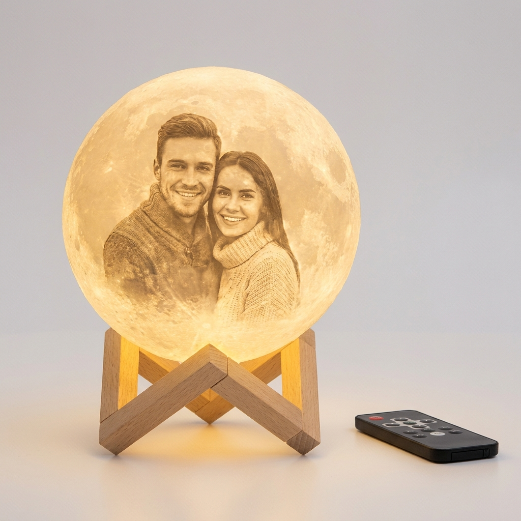 Lámpara Luna Personalizada con foto y texto grabados